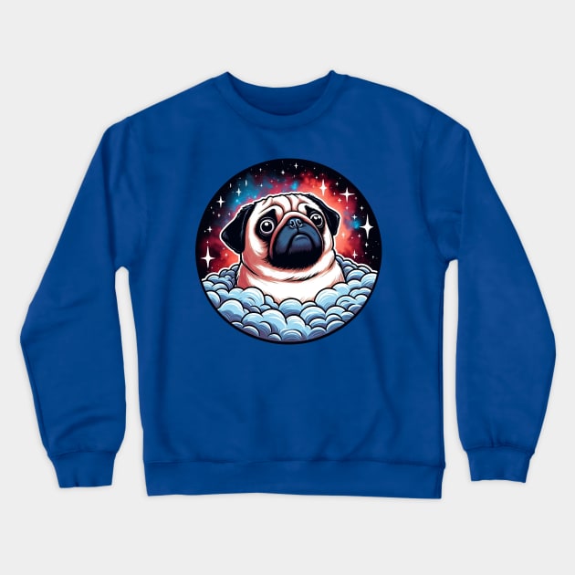pug dog in the galaxy Crewneck Sweatshirt by Arteria6e9Vena